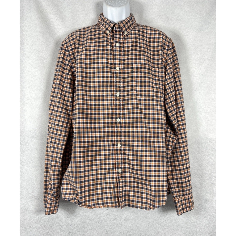 Denim & Supply Ralph Lauren Shirt Men's XL Blue Orange Button Down Plaid